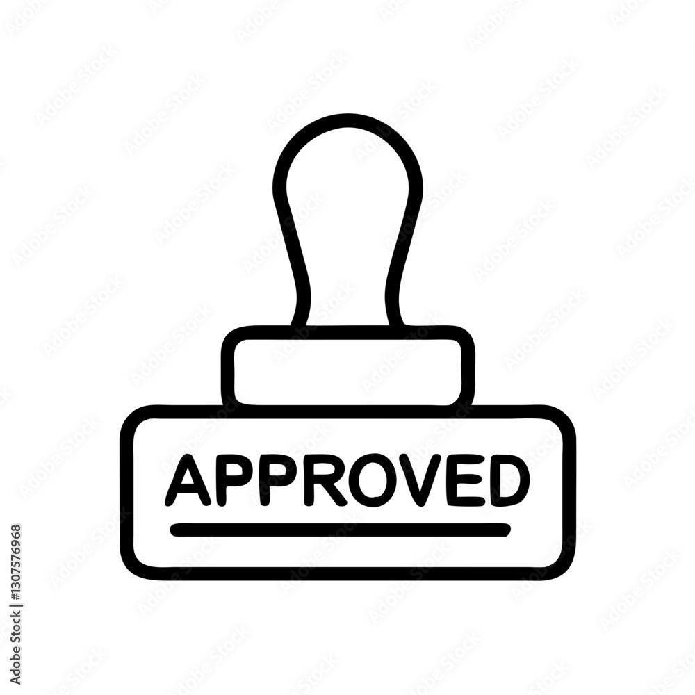 Approved application stamp, black and white icon Approved application stamp, black and white icon