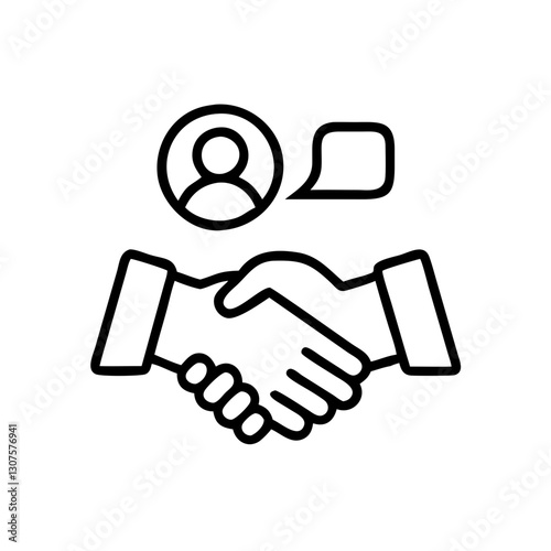 Candidate shaking hands with recruiter, job interview icon