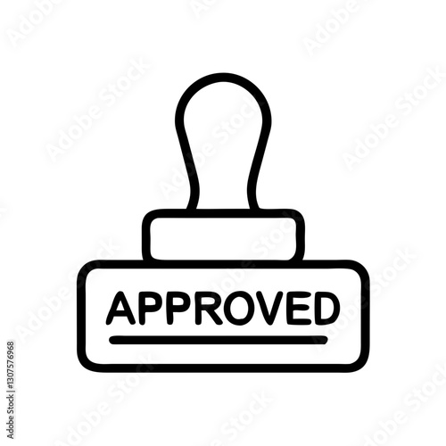 Approved application stamp, black and white icon