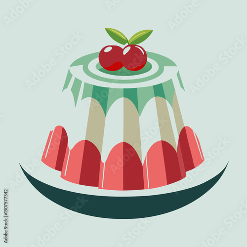Jelly dessert with cherries on top