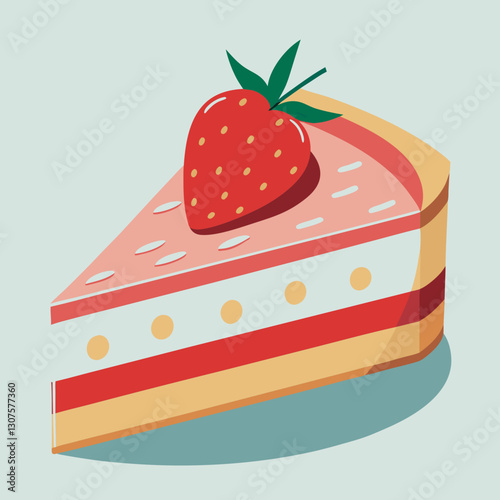 Strawberry cake slice with cream and layers