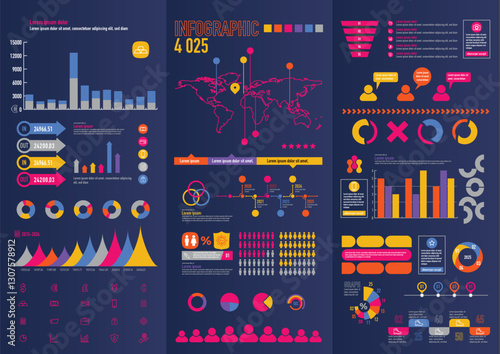 Infographics Elements Set dark
