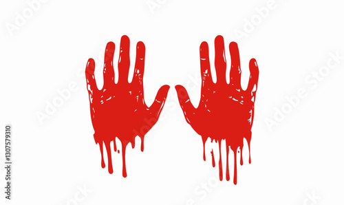 Horror Red Dripping Handprints Vector for Halloween Scary Decoration