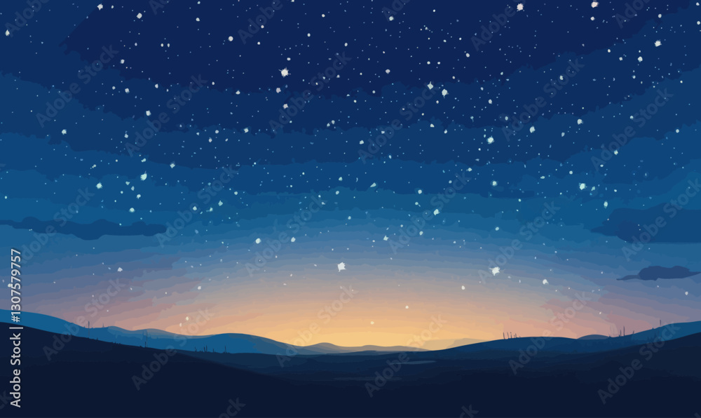 Serene Starry Night Sky with Milky Way Vector Illustration for Tranquil Concepts Serene Starry Night Sky with Milky Way Vector Illustration for Tranquil Concepts