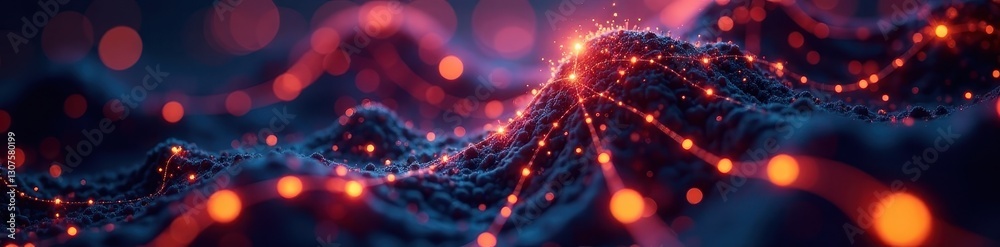 Fototapeta premium Intricate glowing nodes, abstract technological network , processing, space