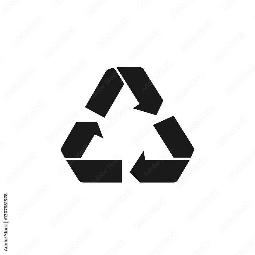 Minimalist Recycle Symbol Icon - Isolated on Transparent Background