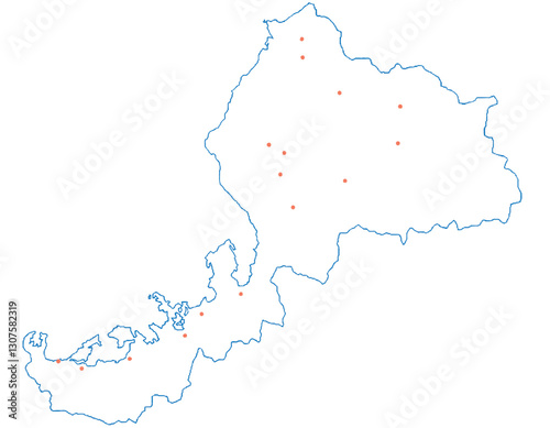 福井県　地図　白　斑点　イラスト