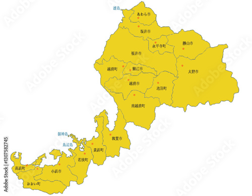 福井県　地図　かぼちゃ　斑点　イラスト