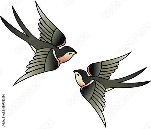 Canvas Print Isolated Flat birds illustration