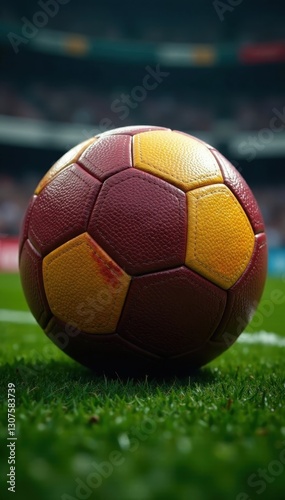 Prolate spheroid leather football, laces visible, play, gridiron