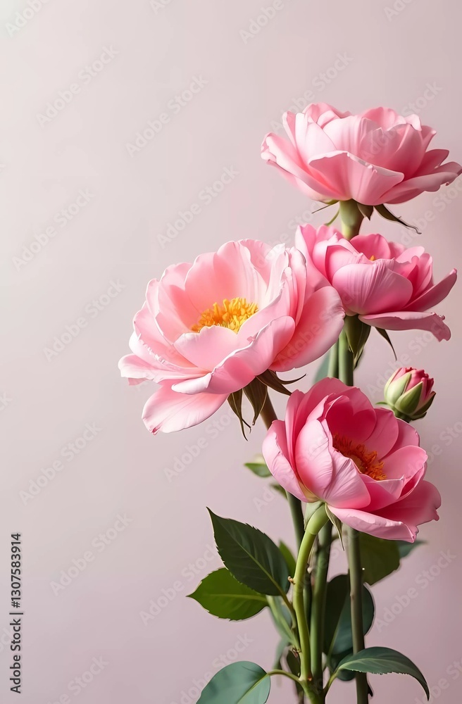 Bouquet of pink flowers on pink background, flowers for Women's Day 8 March and Mother's Day. Cute card with space for text. Bouquet of pink flowers on pink background, flowers for Women's Day 8 March and Mother's Day. Cute card with space for text.