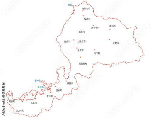 福井県　地図　白　斑点　イラスト