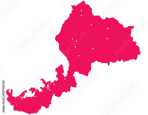 福井県　地図　マゼンタ　斑点　イラスト
