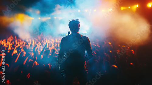 Crowd enjoys electric performance during nighttime concert with colorful lights in a vibrant atmosphere