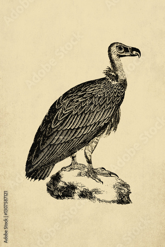 Vintage Illustration of a Vulture Bird