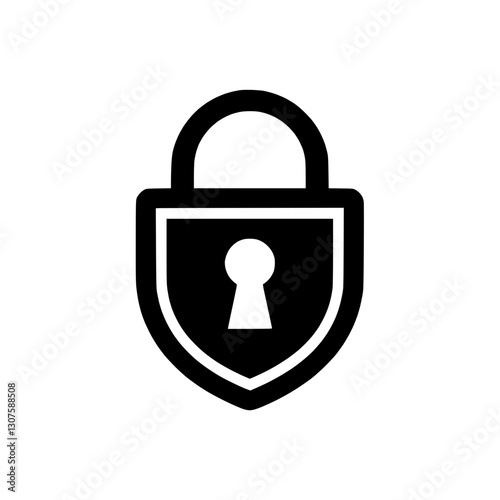 Silhouette icon of a padlock, symbolizing security and protection