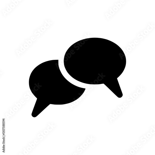 Silhouette icon of two speech bubbles, symbolizing communication and conversation, minimalist design