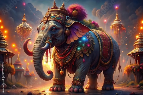 Wallpaper Mural Ornately Decorated Elephant in a Festive Hindu Procession, India Torontodigital.ca