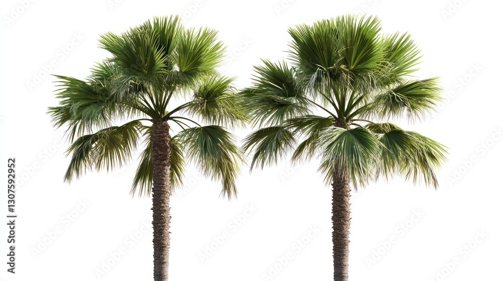 Obraz premium Two tropical palm trees isolated on white background