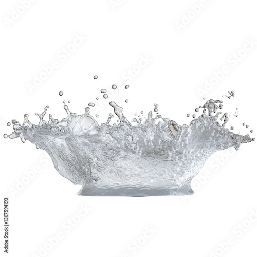Flat Design Water Fountain with Mid-Air Droplets and Abstract Shapes - Modern and Dynamic Liquid Concept