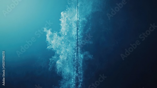 Underwater Plume of Bubbles, Deep Ocean, Light Beam, Abstract photo