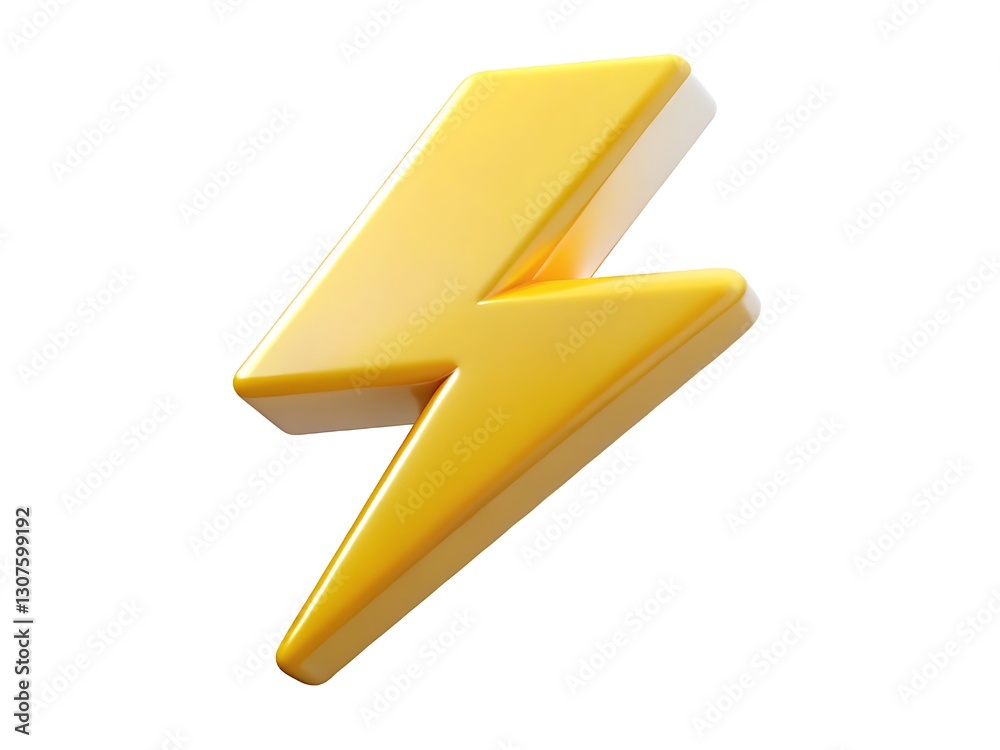 Vibrant Yellow Lightning Bolt Icon on Isolated White Background Vibrant Yellow Lightning Bolt Icon on Isolated White Background