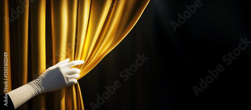 Luxury Golden Curtain with White Glove Reveal  
