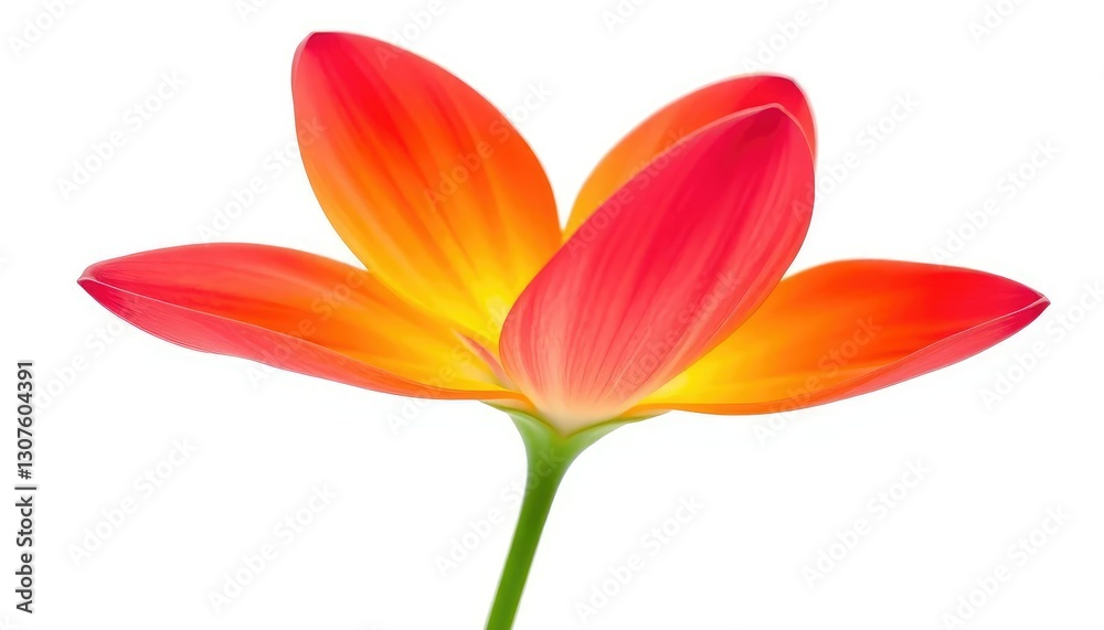 Obraz premium A single vibrant bloom, petals perfectly formed, isolated against a pure white backdrop, close-up, white background
