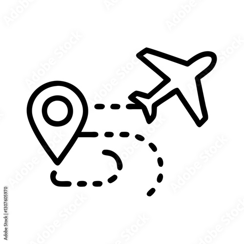 Travel itinerary map with airplane and location pin