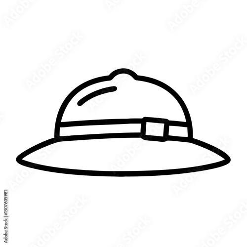 Traveler s hat icon in simple line art design