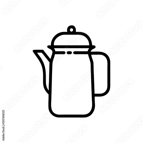 Hiking kettle illustration in minimalist line art style