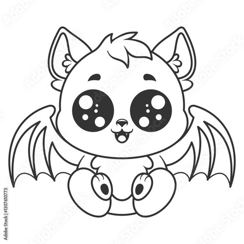 The bat feels happy and smiles, for coloring