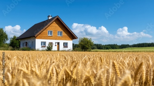 Wallpaper Mural Rustic farmhouse at the edge of a wheat field, with a charming countryside atmosphere Torontodigital.ca