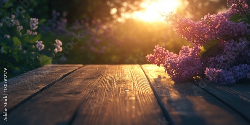 Purple Flowers on Wooden Table