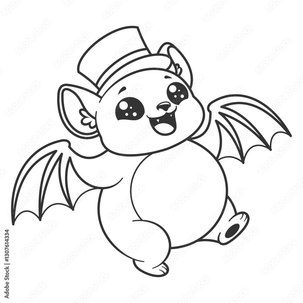 Obraz premium Fat bat feels happy wearing a hat, for coloring