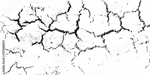 Dry soil texture and Cracks background. Dry land crack texture for overlay.  Black and white vintage of cracked. wall crack texture with a black and white grunge effect. Splatter Paint Texture.