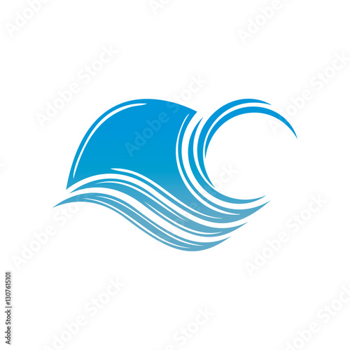 Water wave vector illustration logo