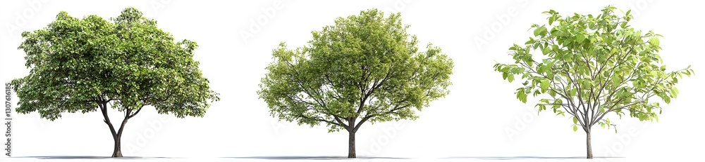 Deciduous Tree Variety: Lush Green Silhouettes Deciduous Tree Variety: Lush Green Silhouettes