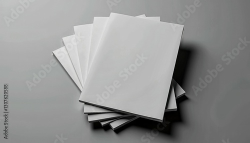 Stack of Blank White Paper Sheets on Gray Background