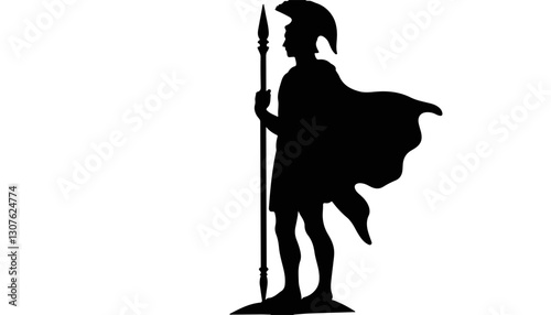 Silhouette of a soldier holding a spear