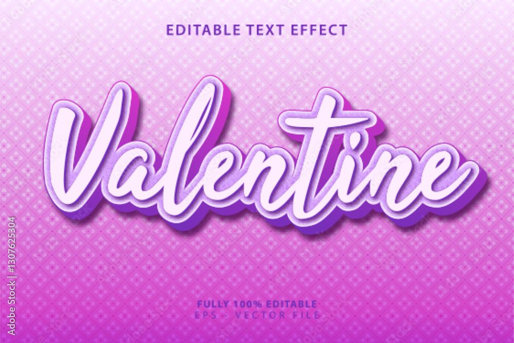 Happy Valentine 3D Text Effect with Romantic Pink Theme Happy Valentine 3D Text Effect with Romantic Pink Theme