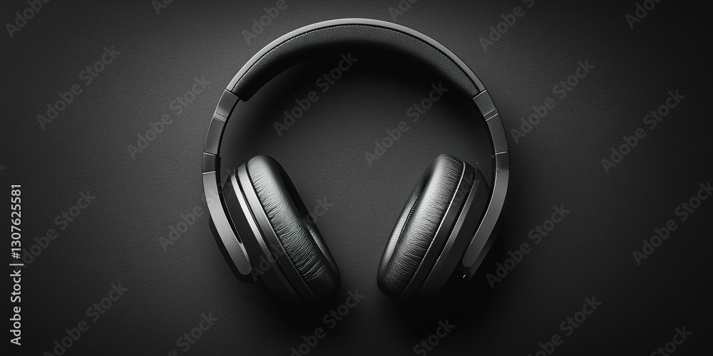 Stylish black headphones on a dark background emphasizing modern design and quality sound Stylish black headphones on a dark background emphasizing modern design and quality sound