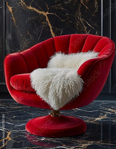 red and white chair