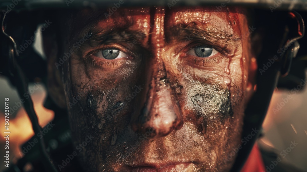 Firefighter overcoming challenges with resilience in the midst of a blaze during a heroic rescue effort Firefighter overcoming challenges with resilience in the midst of a blaze during a heroic rescue effort