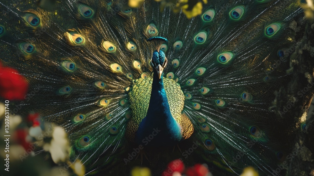 Obraz premium Peacock feathers spread