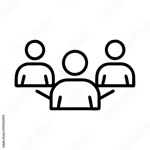 Business meeting icon with three people in minimalist style