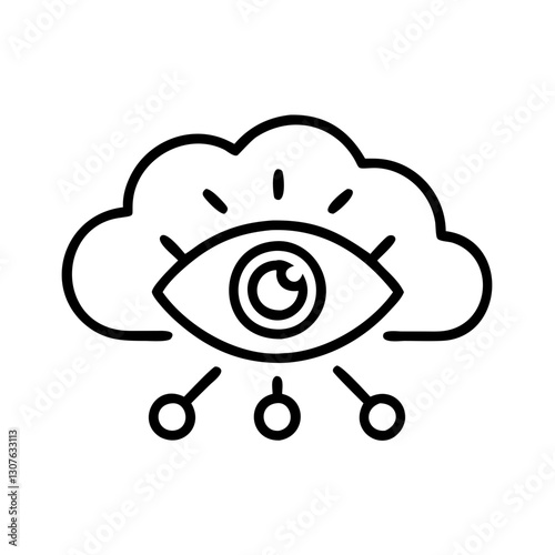 Big data analytics icon with eye and cloud design