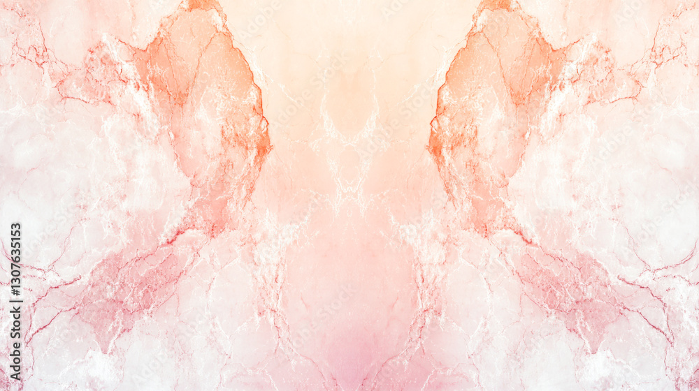 Fototapeta premium Abstract symmetrical pink and orange marble texture background