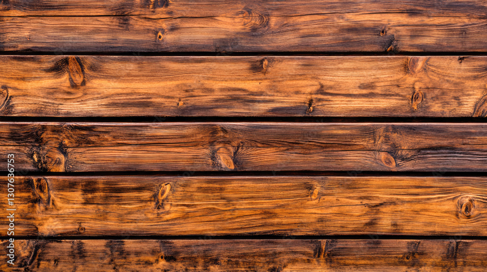 Naklejka premium Rustic wooden planks with natural grain and warm tones