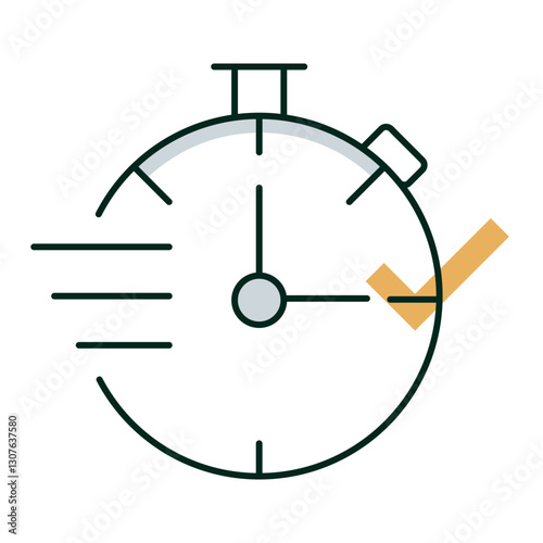 Speed and Efficiency Icon, Fast Performance, Timely Delivery, Stopwatch Symbol, Editable Stroke